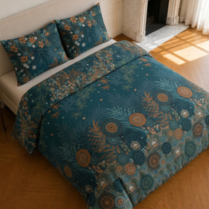 Parure housse de couette 100% microfibre motif floral - FLOWER NIGHT