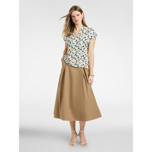 Elena Mirò - T-shirt stampata con scollo a V - Bianco