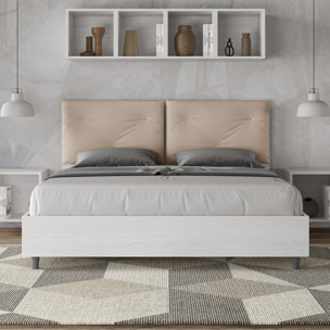 Letto con rete 160x200 cuscinatura similpelle tortora Egos Appia