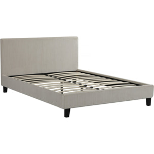 Lit en Velours Cotelé "Ambre" - 160 x 200 - Beige