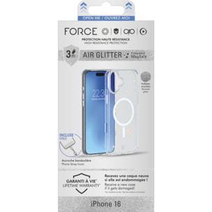 Coque FORCE CASE iPhone 16 Air MagSafe Glitter Noir