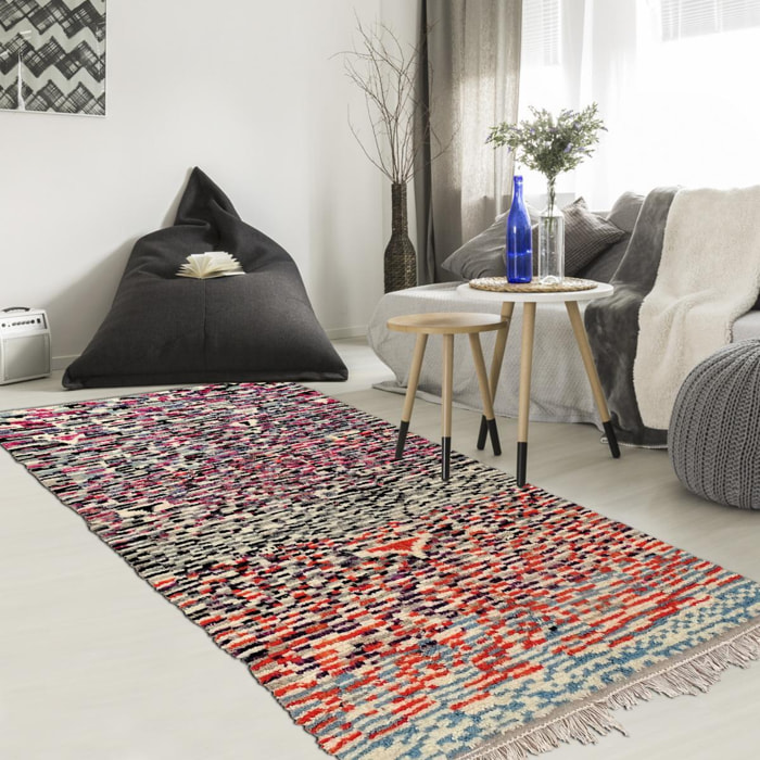 Authentique tapis berbère fait à la main en laine motif ethnic TITA