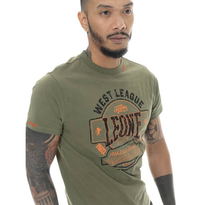 T-shirt da uomo a manica corta in cotone Leone Military 1947