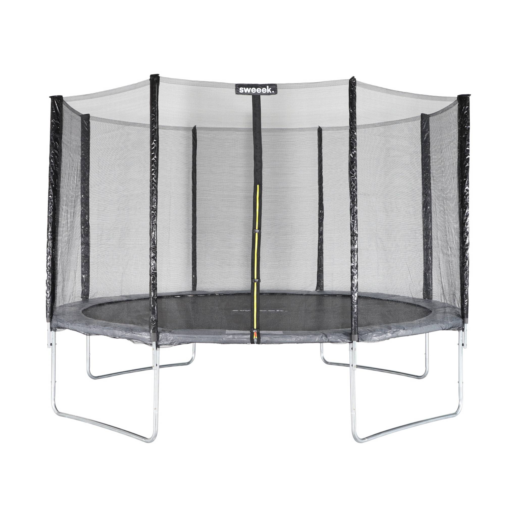 Trampoline rond Ø 370cm gris avec son filet de protection - Saturne - Trampoline de jardin 370 cm 3m| Qualité PRO. | Normes EU.