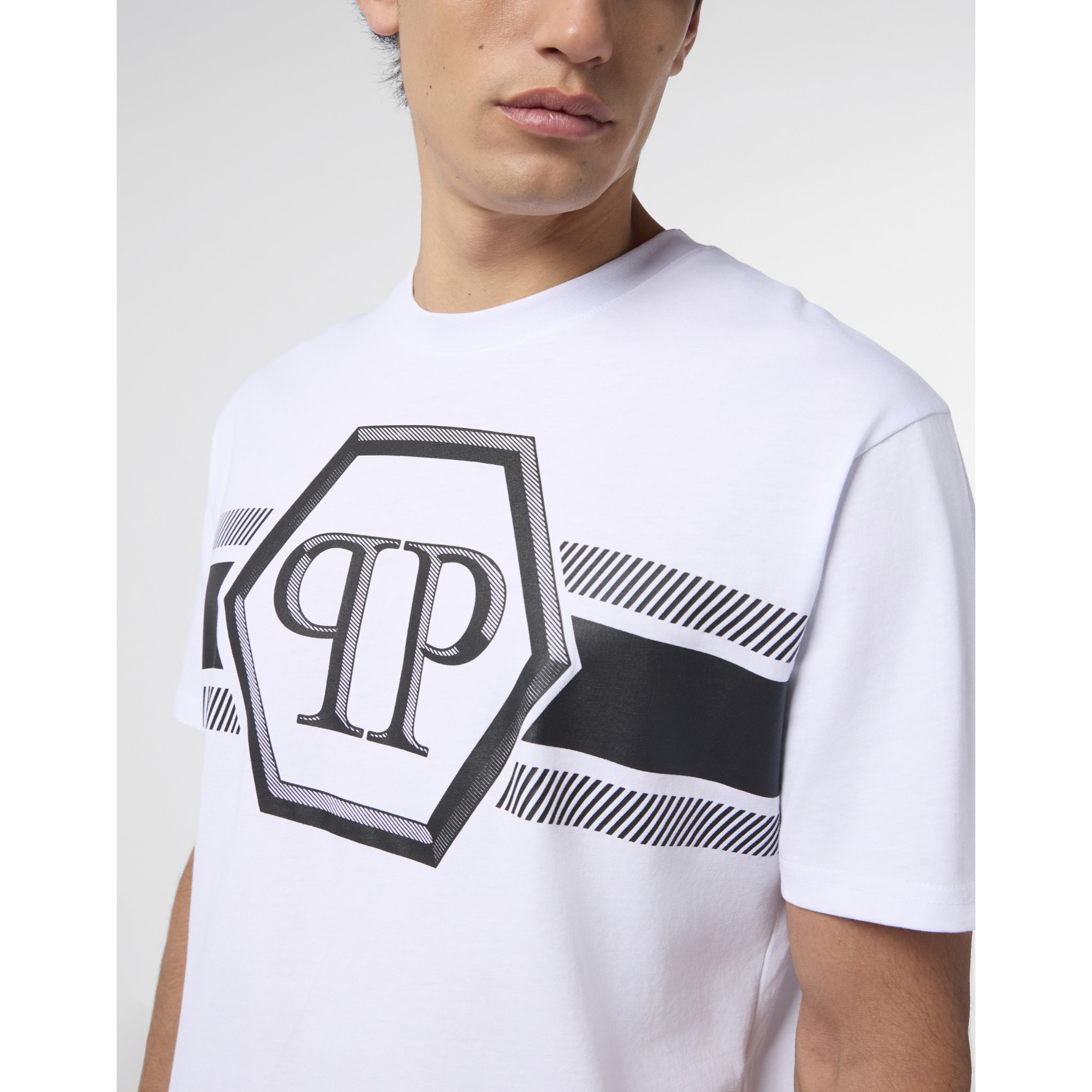 PHILIPP PLEIN Camiseta de cuello redondo y manga corta HEXAGON