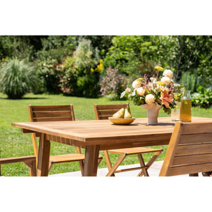 Table de jardin extensible rallonges intégrées en bois massif L180-240 cm MAYEL