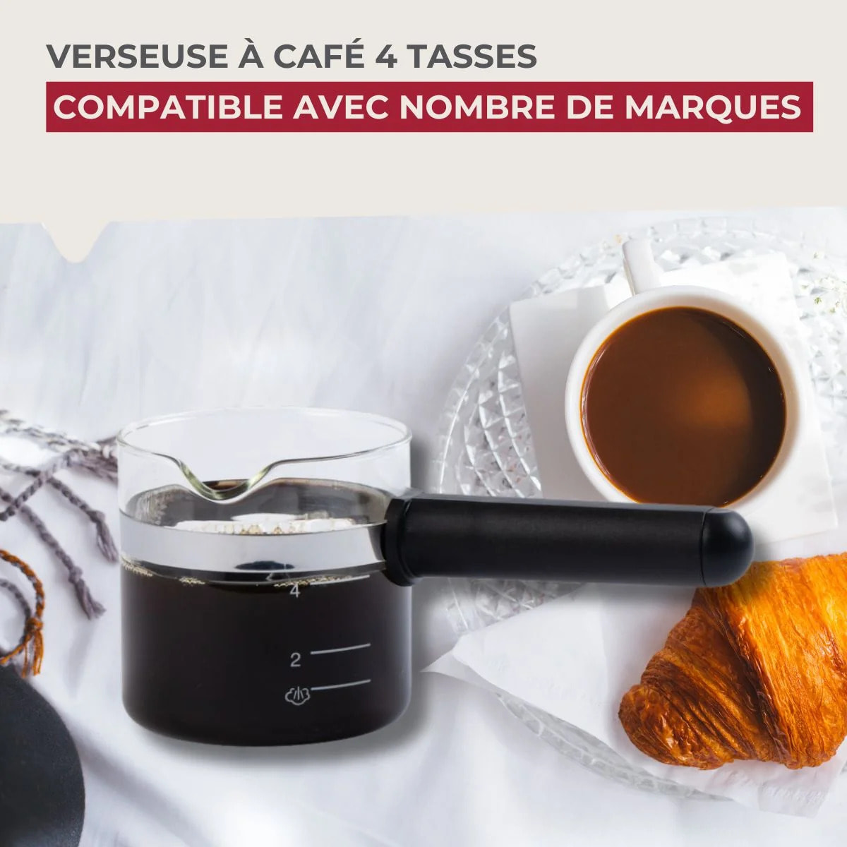 Verseuse à expresso micro-ondable 4 tasses compatible avec de nombreuses marques Fackelmann