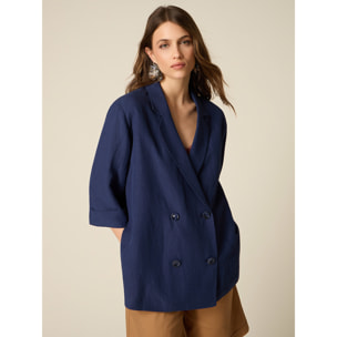 Oltre - Chaqueta desestructurada oversize cruzada - Azul