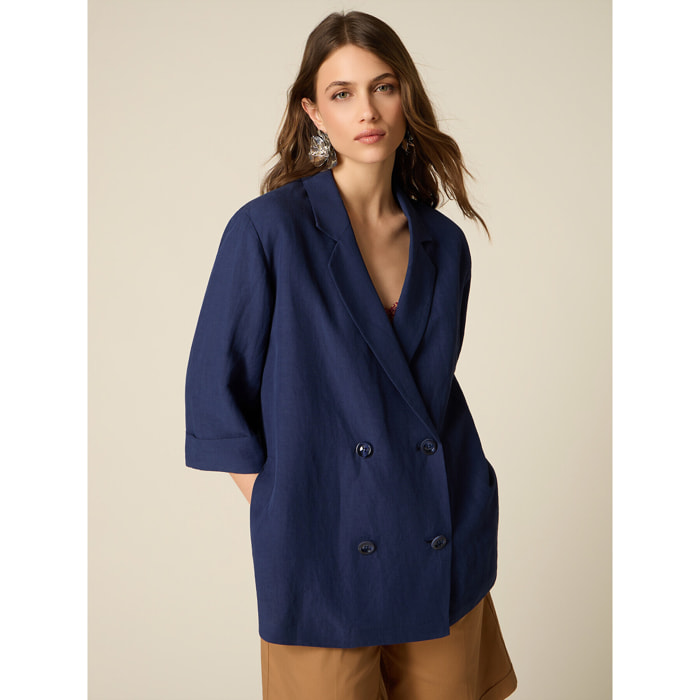 Oltre - Chaqueta desestructurada oversize cruzada - Azul