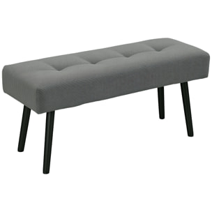 Banquette bout de lit velours côtelé design dim. 100 x 36 x 45 cm acier noir tissu gris
