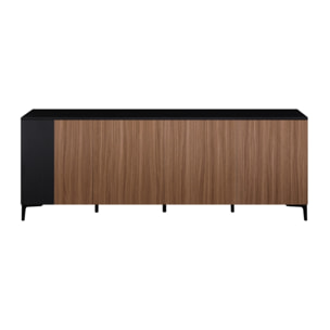 Credenza moderna 4 ante in legno noce e nero 200x40x74 cm – Toledo