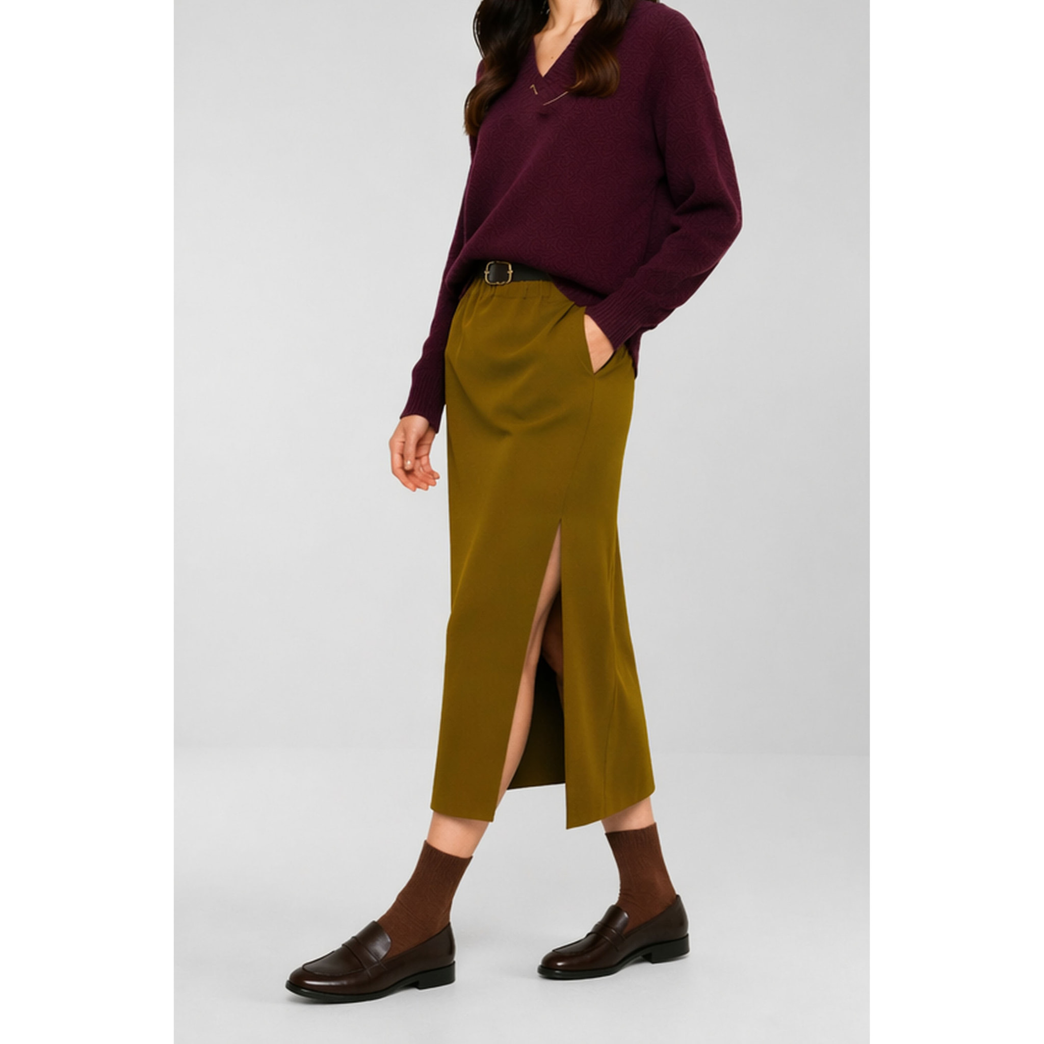 Kocca - Gonna midi da donna in viscosa con spacco laterale Donna
