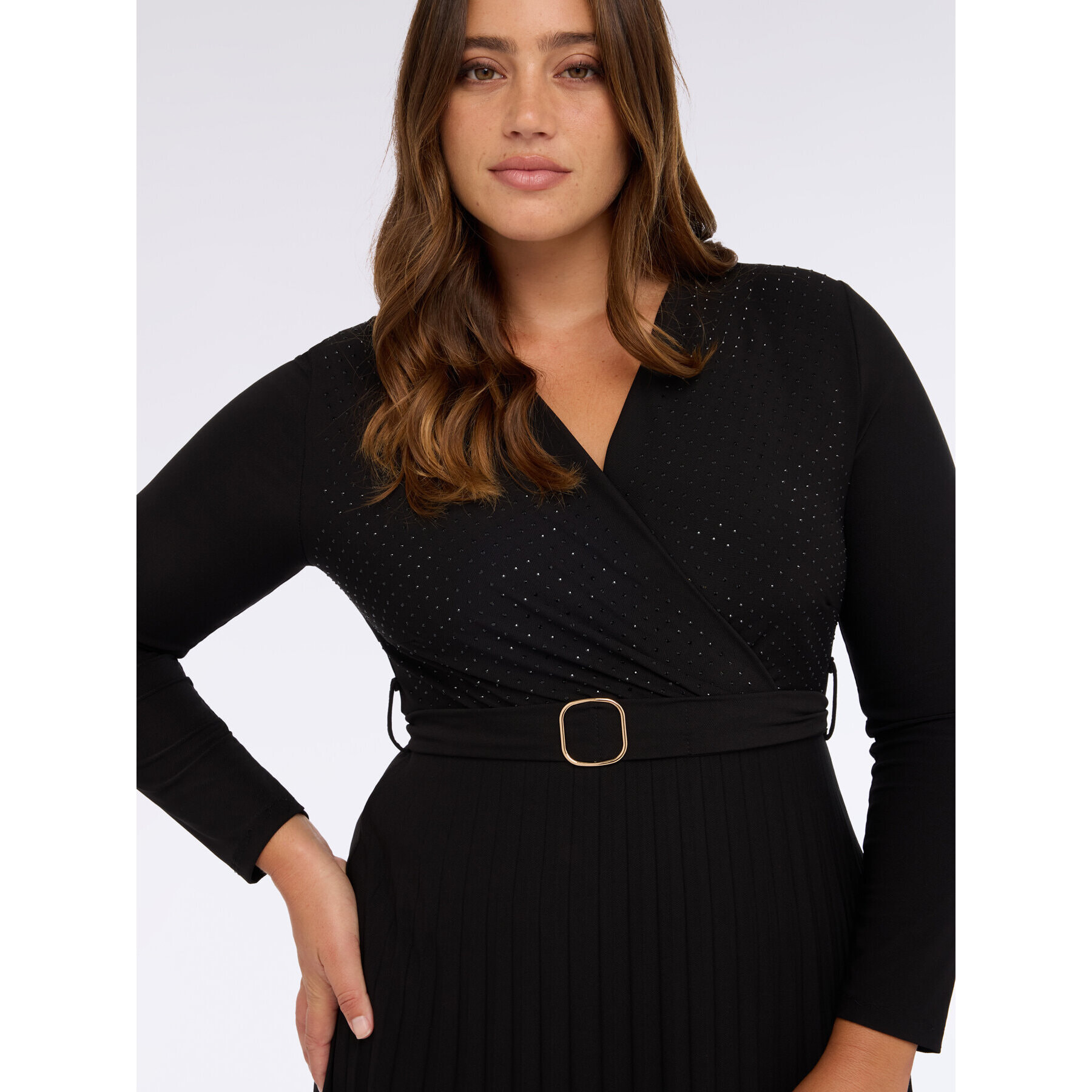 Fiorella Rubino - Vestito con gonna plissé e cintura - Nero