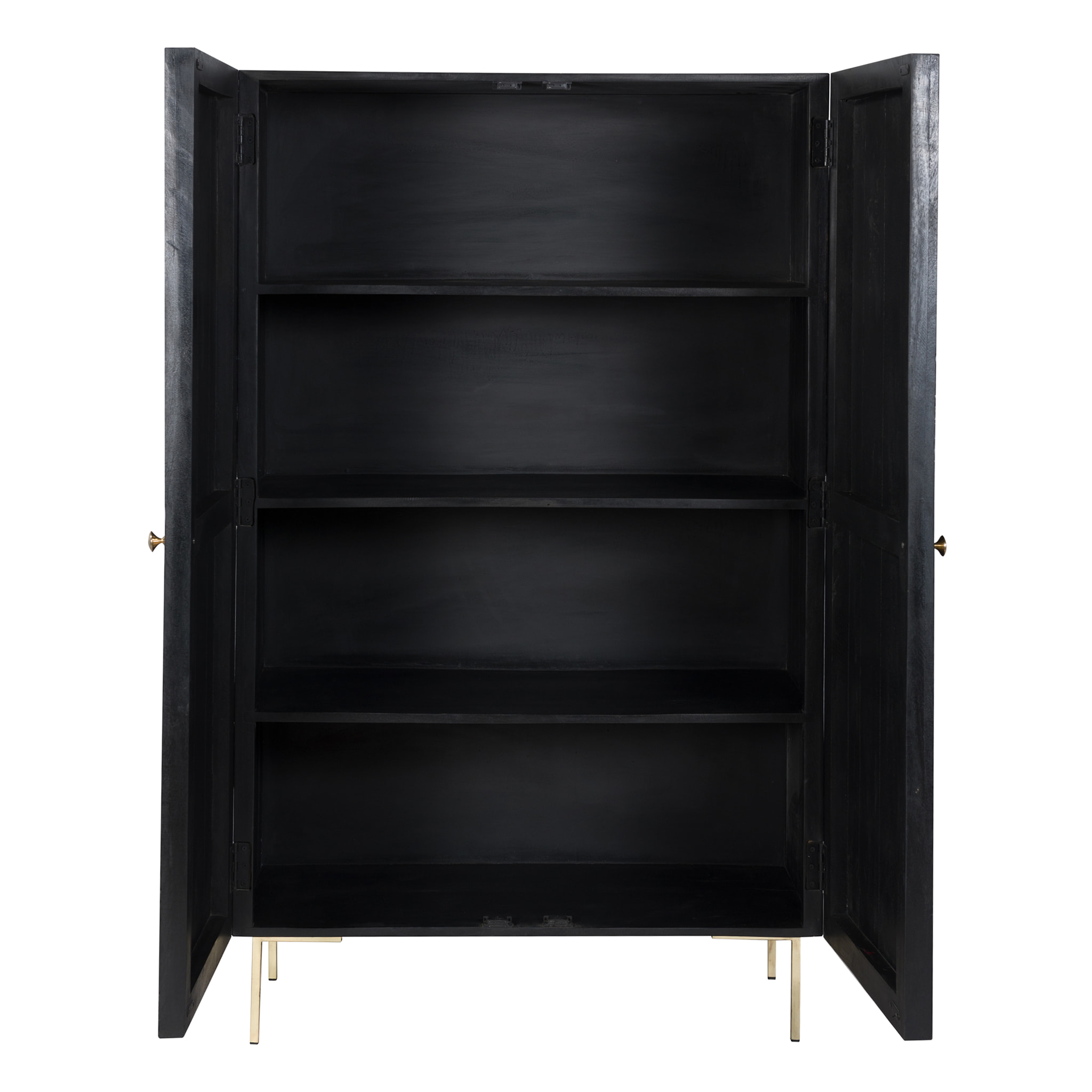 Armoire gravée en bois noir et métal doré - Chimane