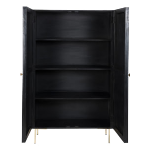 Armoire gravée en bois noir et métal doré - Chimane