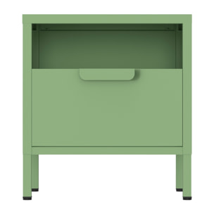 Comodino in metallo con cassetto 45x30x50cm verde salvia - Pop