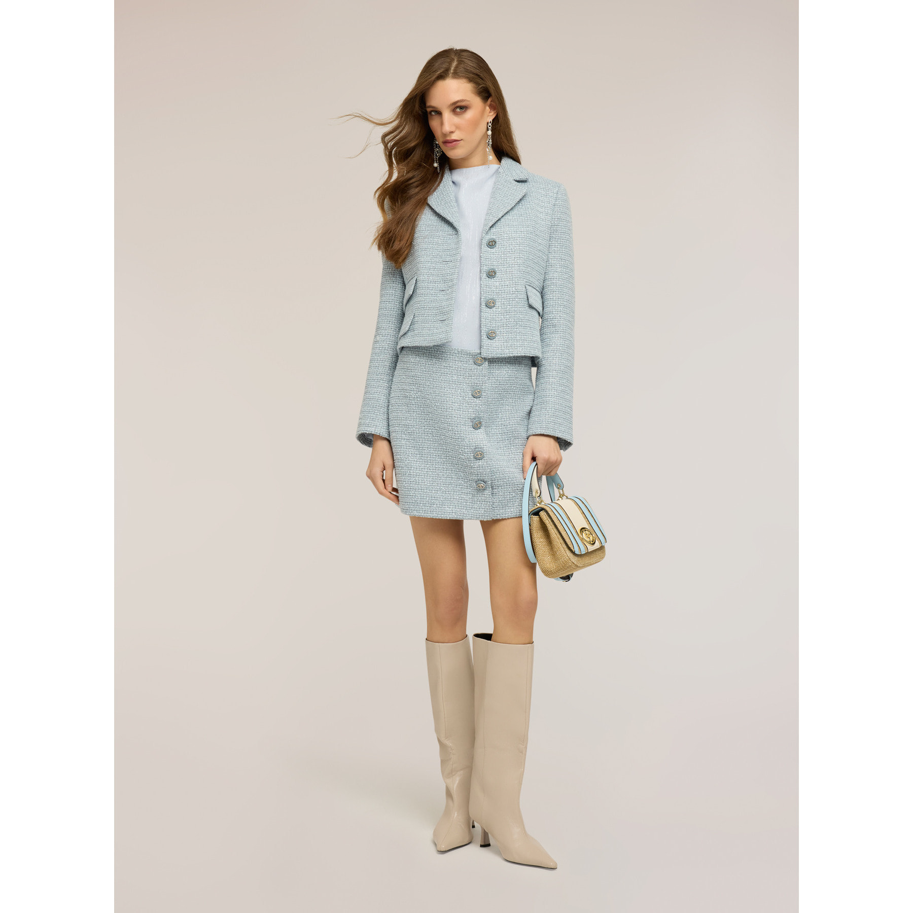 Motivi - Chaqueta corta en tejido bouclé - Light - blue