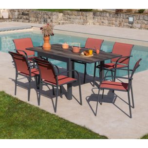 Ensemble table et chaises de jardin  - terracotta - HONFLEUR BEZIERS CHENE