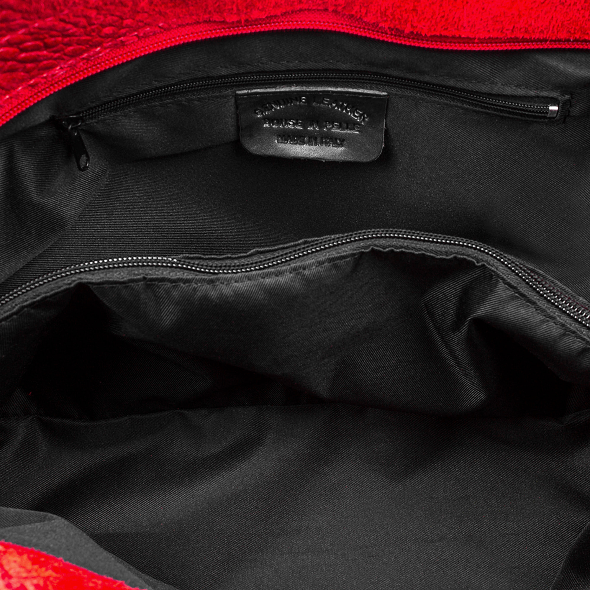 Vercurago Borsa tote Donna.Pelle autentica Camoscio Inciso Coccodrillo Ruga