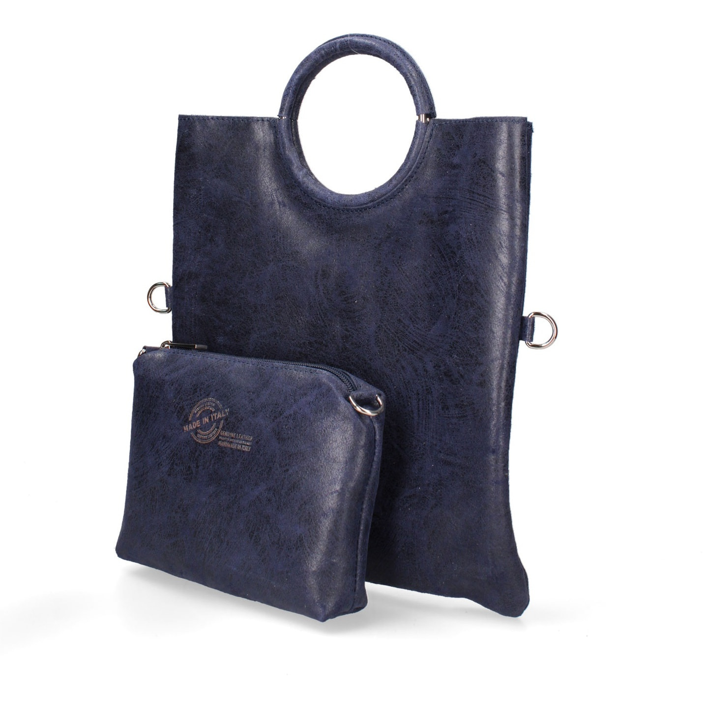 Borsa a mano da donna Made in Italy - Modello Velvet - 100% pelle scamosciata - 29.0 x 30.0 x 1.0 cm