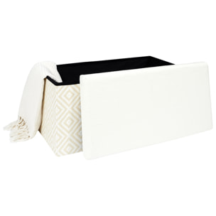 Coffre Banc Pliable Tresse Blanc
