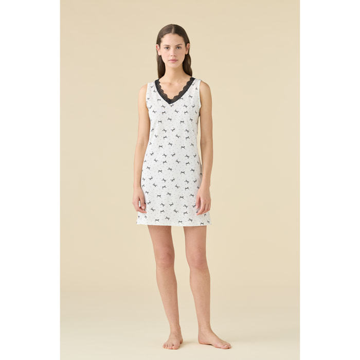 Camicia da notte donna estiva in cotone articolo cherie. Noidinotte