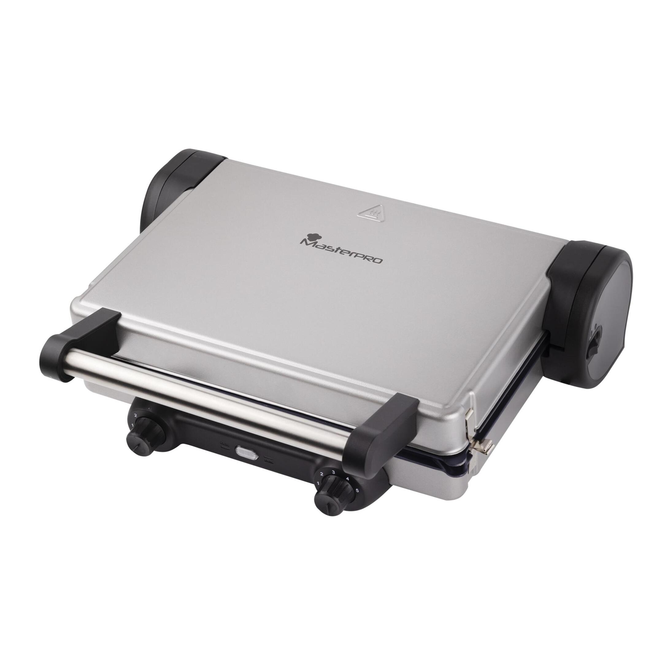 Parrilla eléctrica foodies antiadhernte con grill de 12x32x40cm de 2200w en acero inox y abs y 3 funciones masterpro