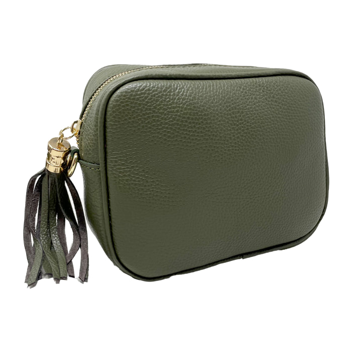 Chicca Borse - Tracollina Clutch Donna in Vera Pelle - Colore Verde Militare
