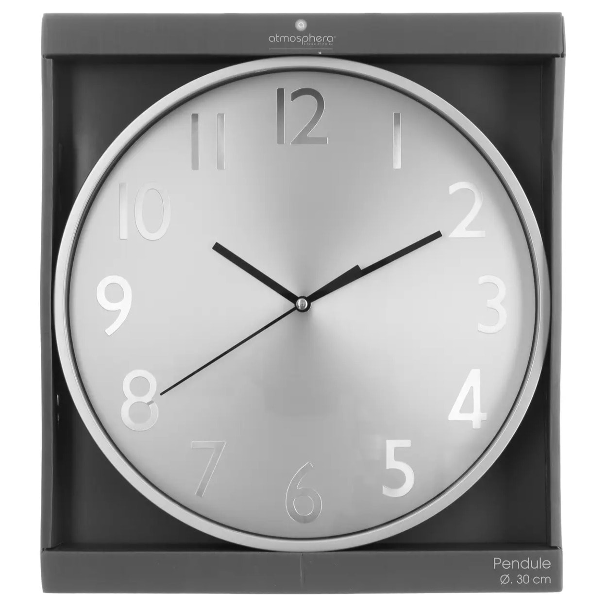 Horloge - verre et métal - argent D30 cm