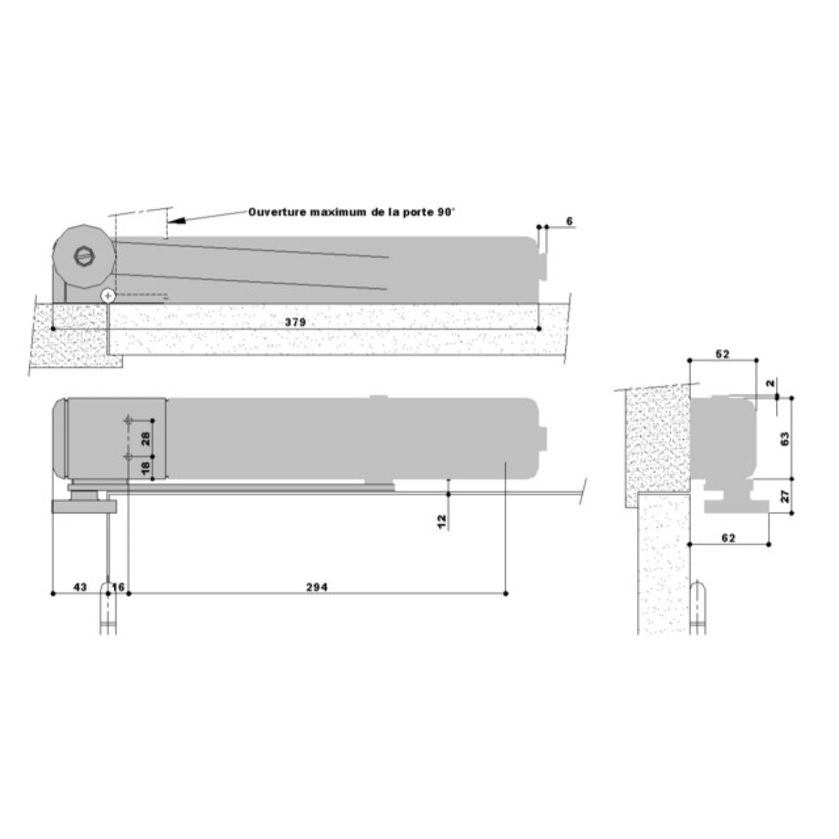 Ferme-porte FL96 EVO - CAVERS ISEO - 24V - Bi-tension - Rupture bras droite - 379975