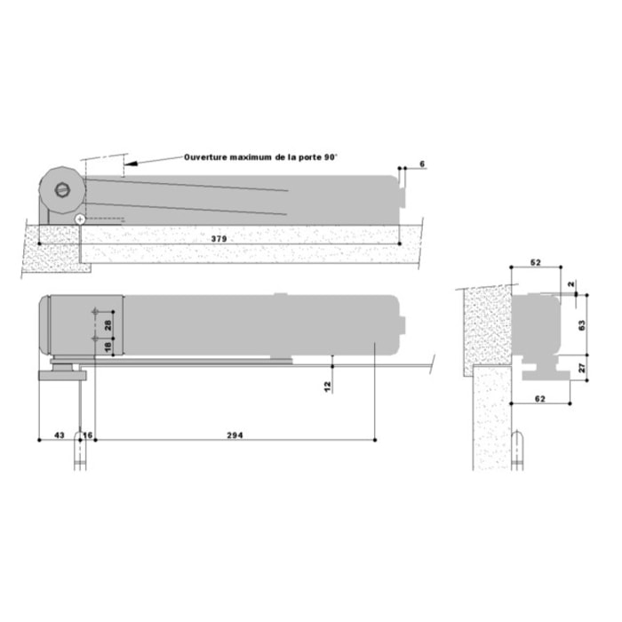 Ferme-porte FL96 EVO - CAVERS ISEO - 24V - Bi-tension - Rupture bras droite - 379975