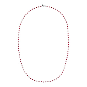 Collana Rosario Lunga con Pietra Naturale Quarzo Fucsia in Argento 925 placcato Rodio