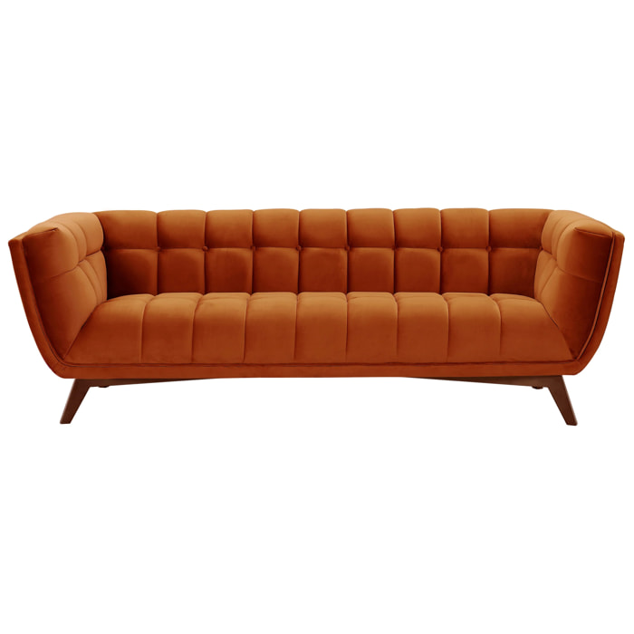 Canapé 3 places en velours orange curcuma - Mona
