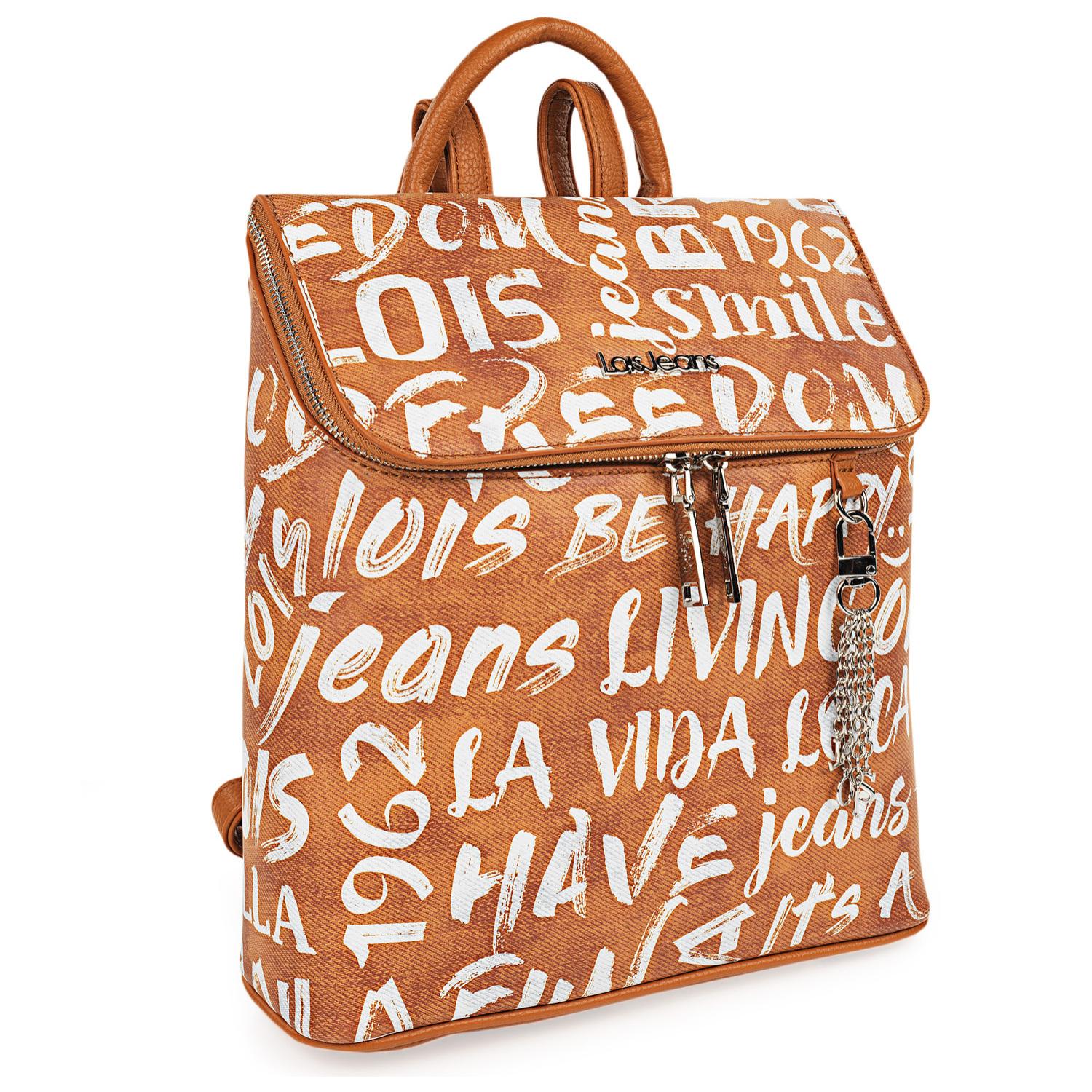 Bolso Mochila Mujer Lois Words Camel