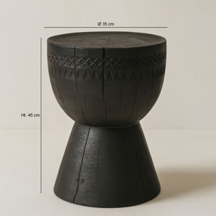 Meuble d'appoint en bois d'acacia brûlé ASSA