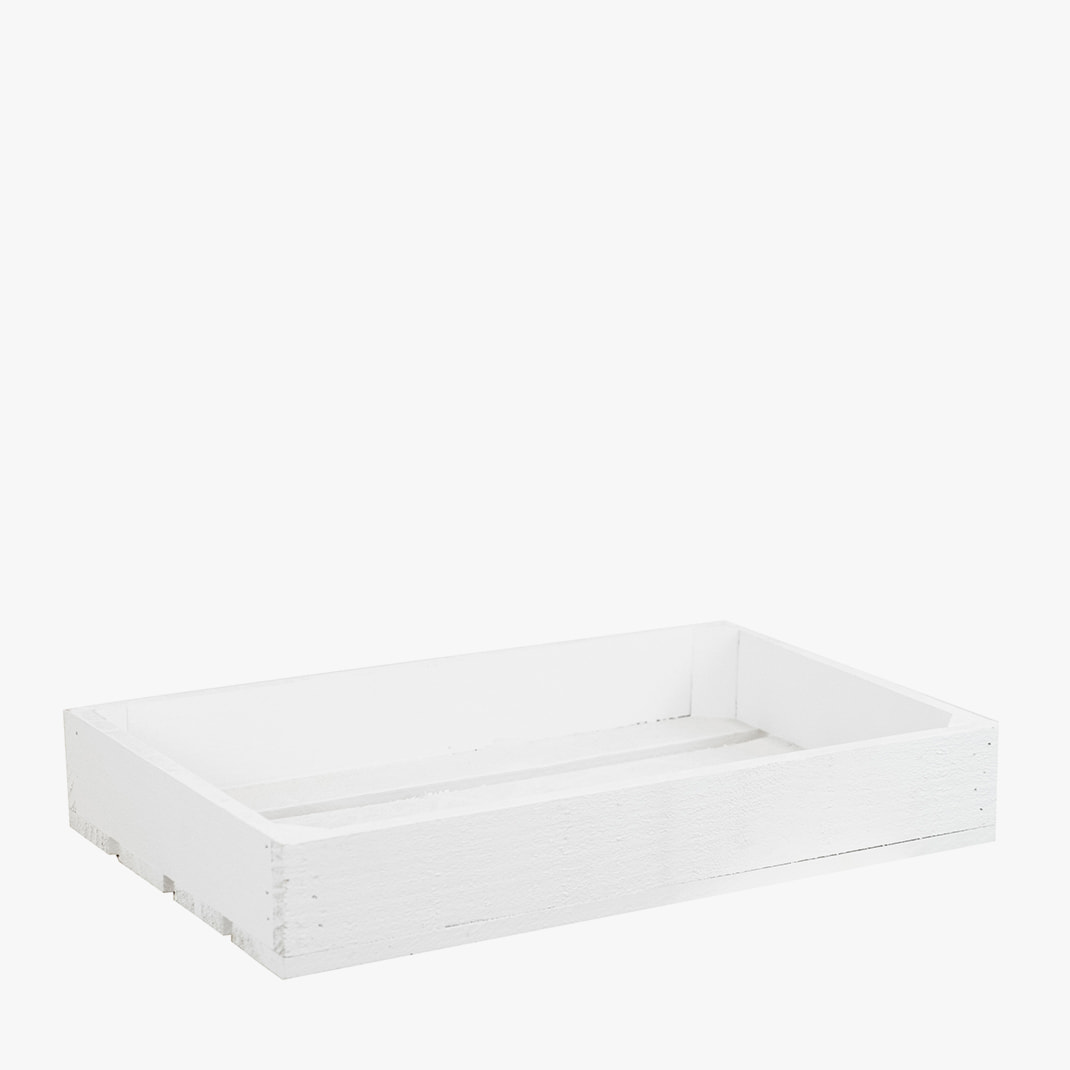 Petite boîte en bois massif blanc Hauteur: 7.5 Longueur: 49 Largeur: 29.5