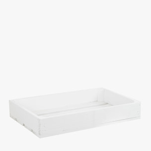 Petite boîte en bois massif blanc Hauteur: 7.5 Longueur: 49 Largeur: 29.5