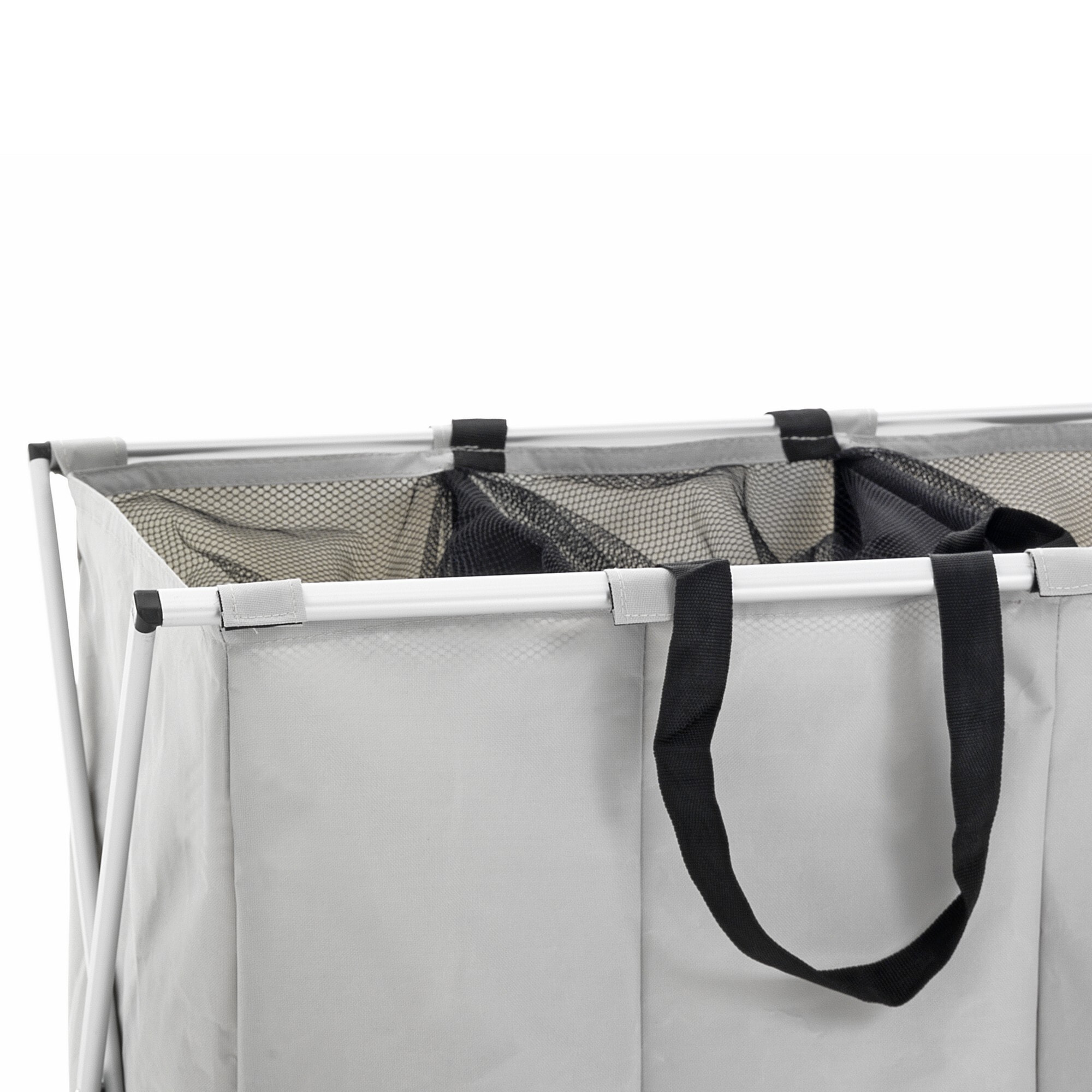 Panier à linge Tomasucci LAUNDRY X-3, en polyester et acier, gris, 65 × 40 × 68 cm