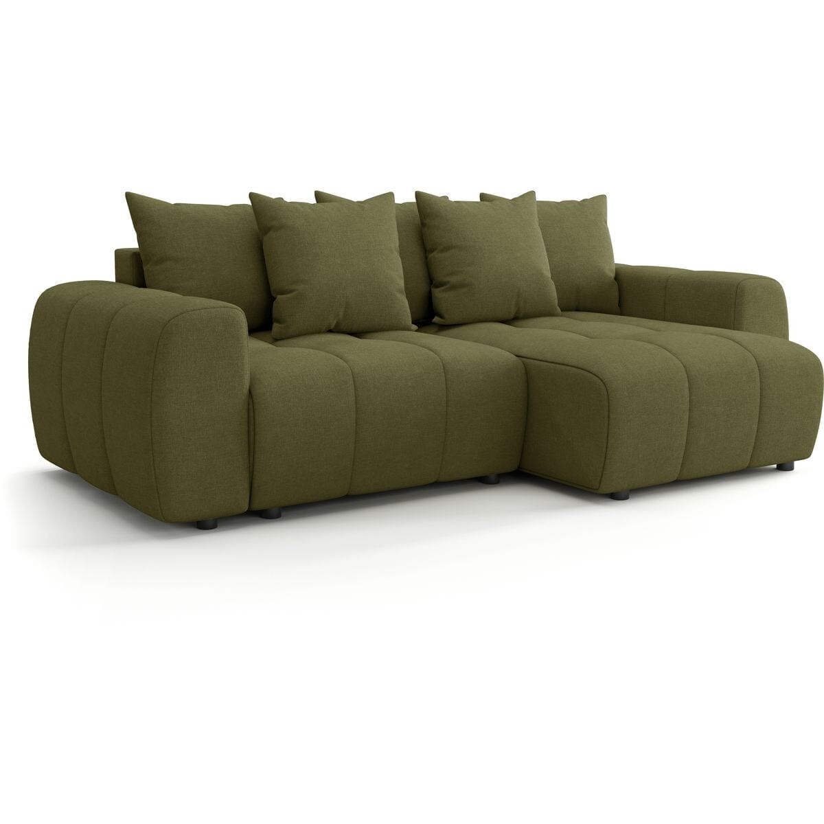 Canapé d'angle convertible réversible 4 places avec coffre de rangement en tissu chenille - RIVOLI