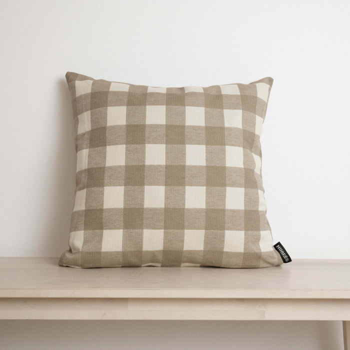 Housse de coussin jacquard 45x45 cm Vichy Tabaco