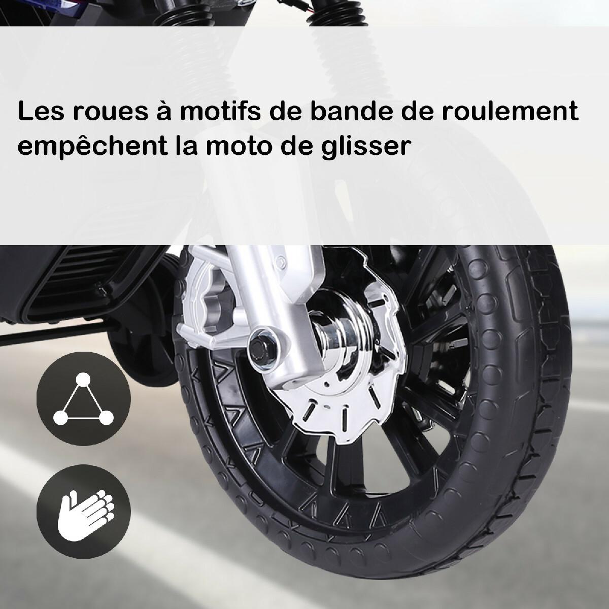 Moto électrique pour enfants 25 W 6 V 3 Km/h effets lumineux et sonores roulettes amovibles rouge