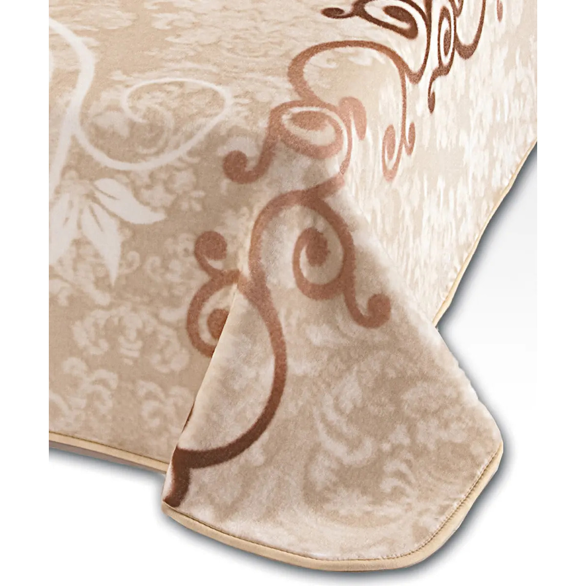 Coperta Plaid con Rosa disegno floreale Beige in morbido pile di poliestere