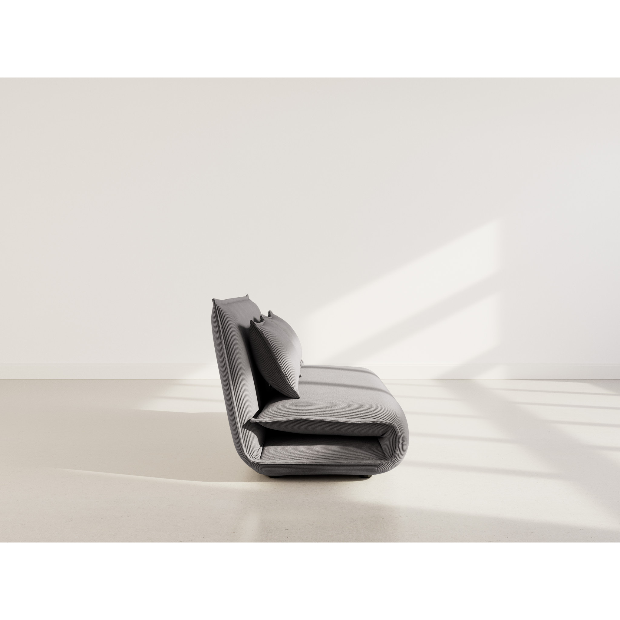 Candice - Banquette 2 places convertible clic-clac en velours côtelé - Gris foncé