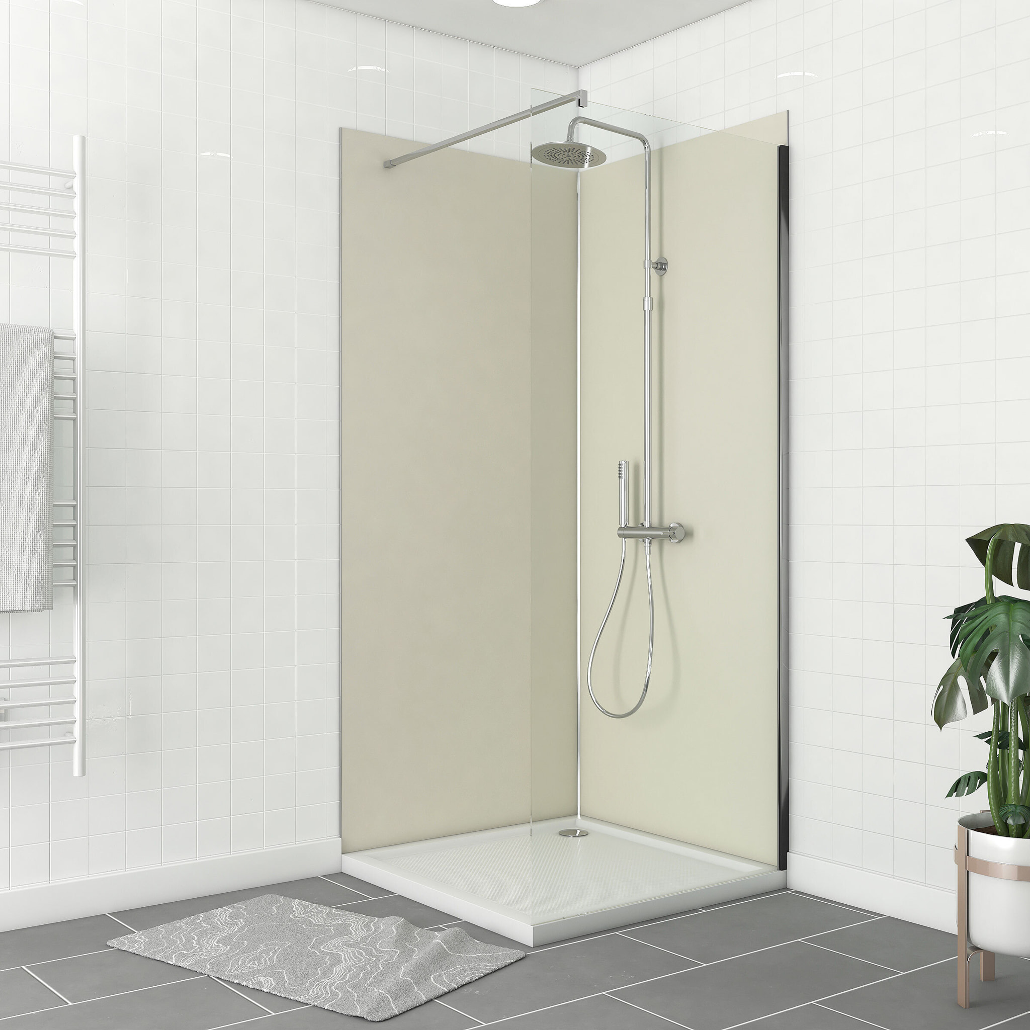 Pack 2 Panneaux muraux Ivoire 90x210cm avec Profilés Chrome - WALL'IT