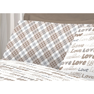 Completo Lenzuola 100% Cotone Love Love Beige