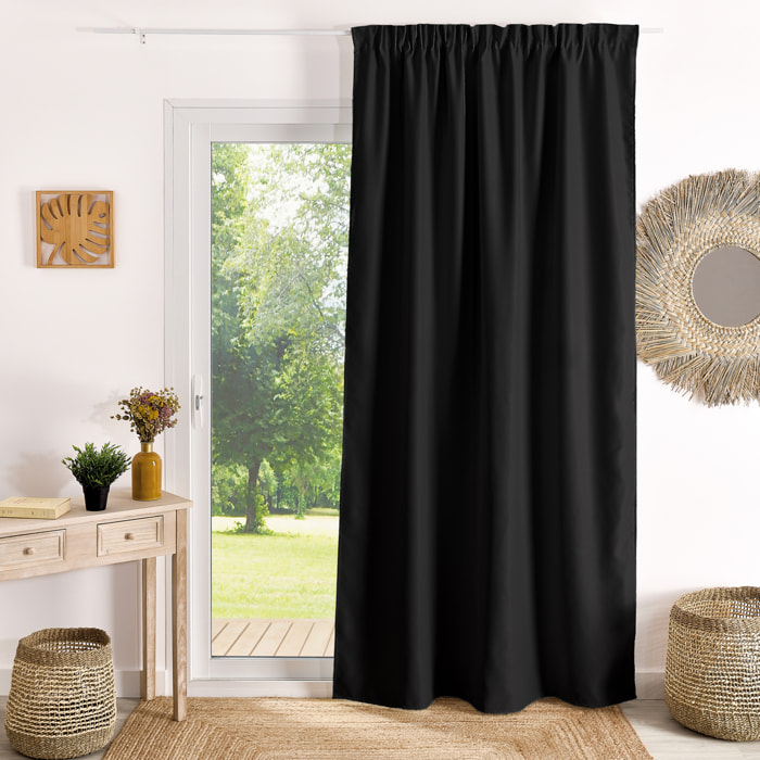 Rideau à galon fronceur occultant ignifugé M1 Non Feu - Noir