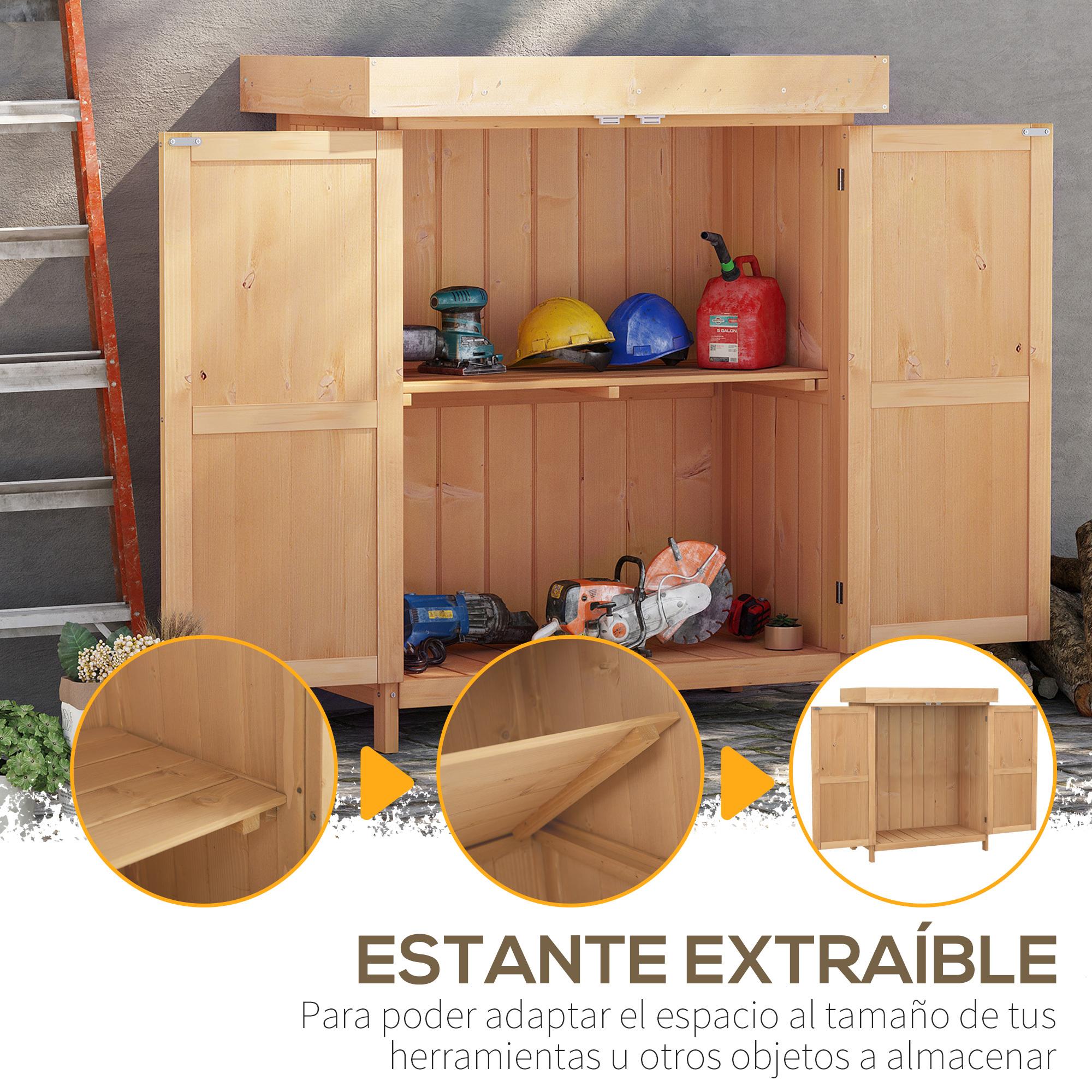 Cobertizo de Madera Armario Herramientas de Jardinería Caseta Exterior 2 Puertas