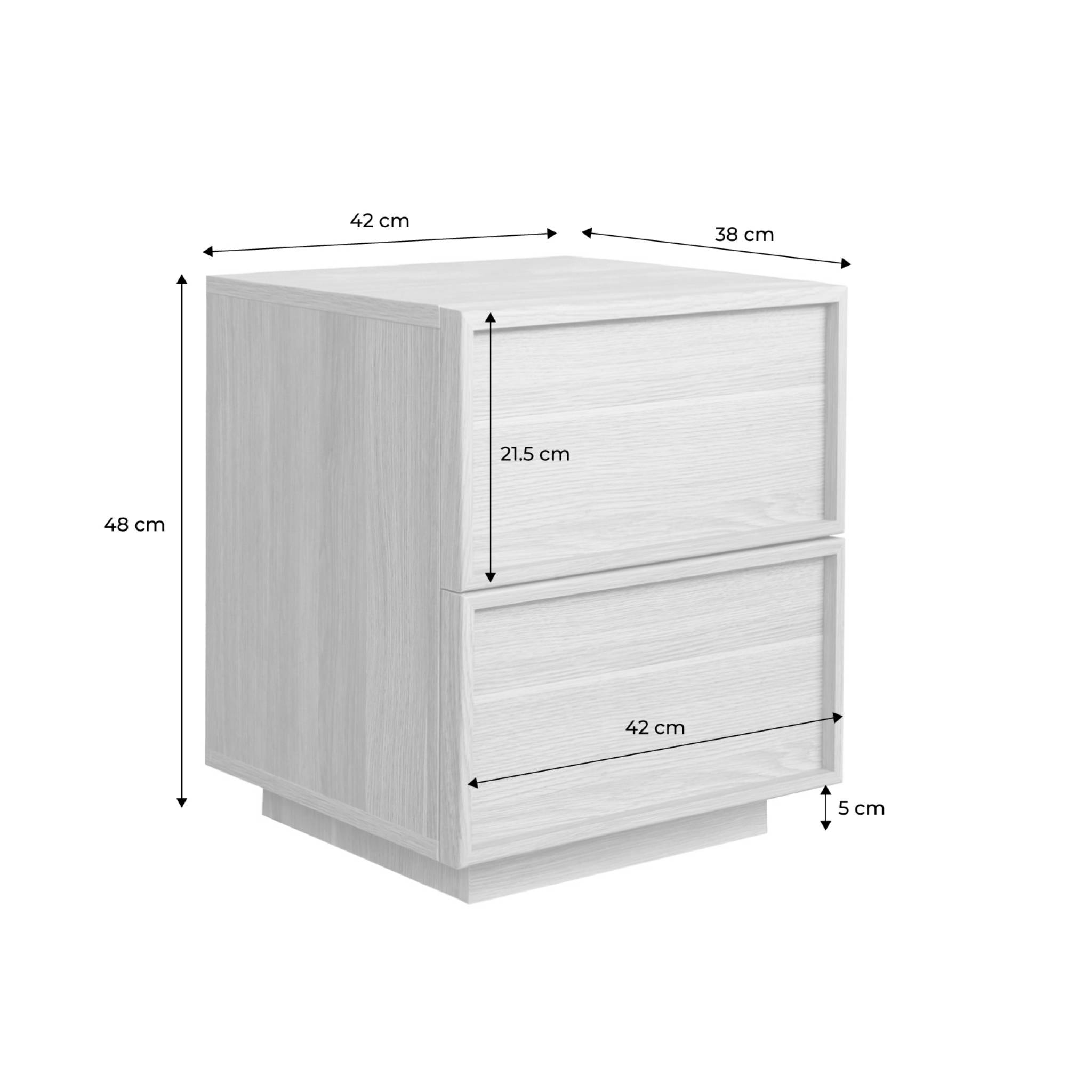 Table de chevet effet bois 2 tiroirs noyer L 42 x P 38 x H 48cm - Kuba