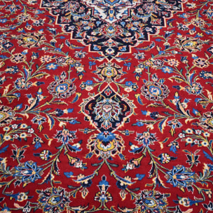 Authentique tapis persan Kashan de grandes dimensions, pièce unique, noué à la main en laine