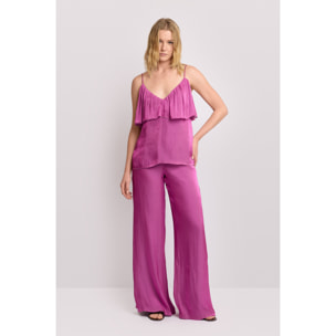 Kocca - Top con maxi volant Donna, Tinta unita, Scollo a V